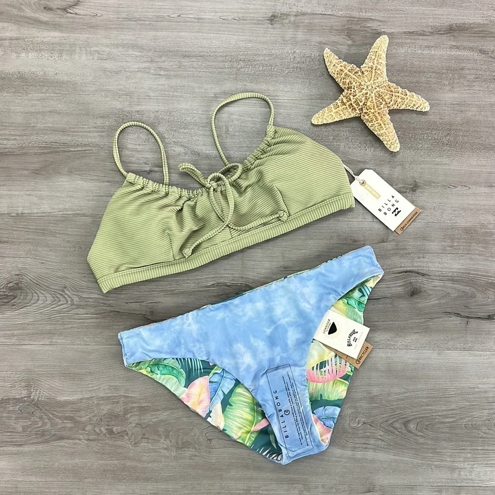 ☀️BILLABONG☀️ TANLINES COCO BRALET RIDES AND TIDES REVALUTION BIKINI SET